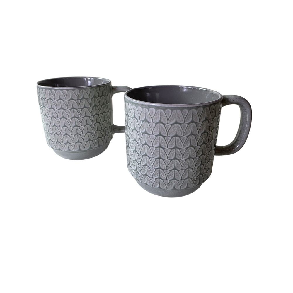HEARTLAND HIVE Green Textured Stoneware Tea Coffee Mugs Set of 2